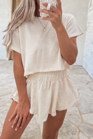 Cream Cropped 2 Piece Set