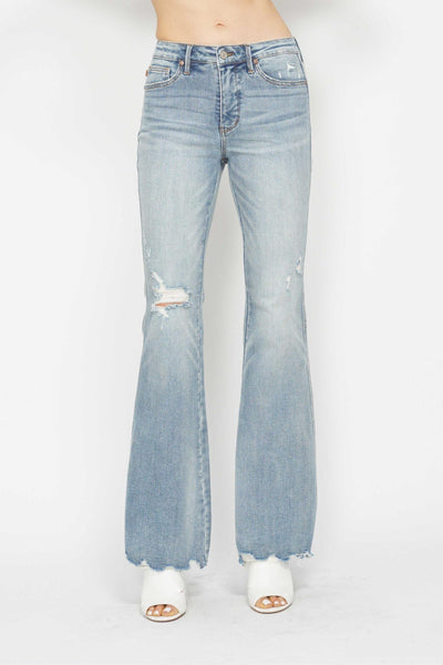 Judy Blue Mid Rise Medium Wash Tummy Control Flare Jeans
