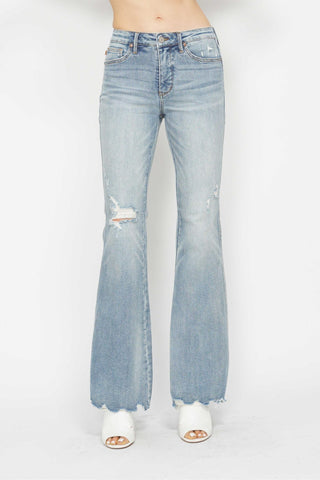 Judy Blue Mid Rise Medium Wash Tummy Control Flare Jeans