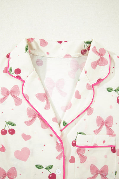 Cherry/Bow PJ Short Set