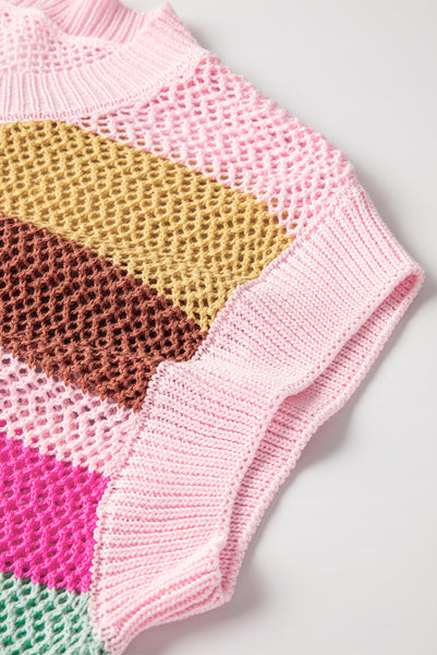 Open Weave Cap Sleeve Sweater
