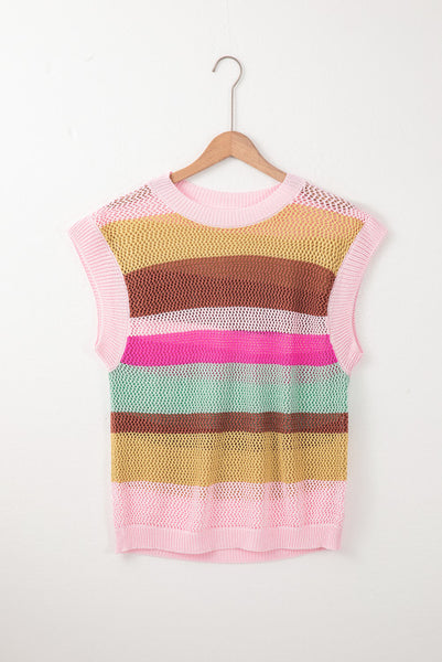 Open Weave Cap Sleeve Sweater