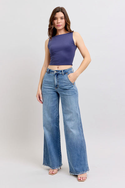 Judy Blue High Rise Medium Retro Wide Leg Jeans