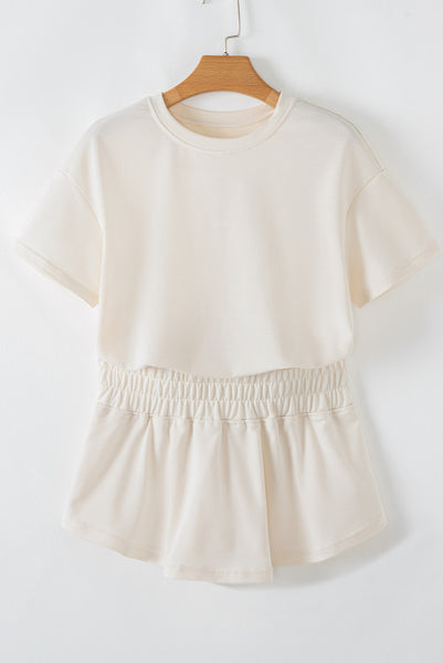 Cream Cropped 2 Piece Set