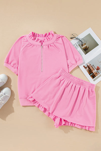 2 Piece Skort and Quarter Zip Top Set