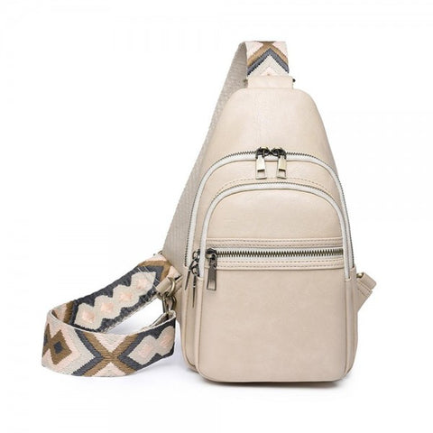 Vegan Leather Crossbody Bag With Guitar Strap