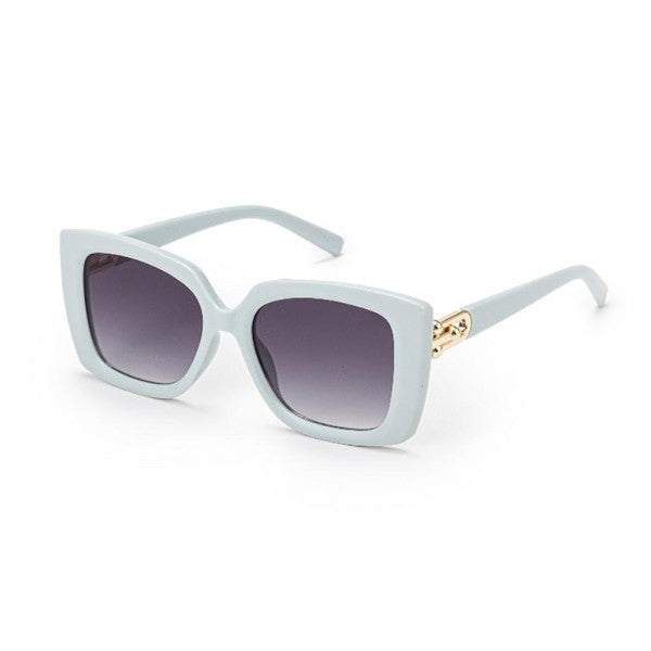 Square Cat Eye Sunglasses With Gold Tone Detail