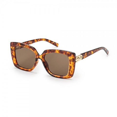 Square Cat Eye Sunglasses With Gold Tone Detail