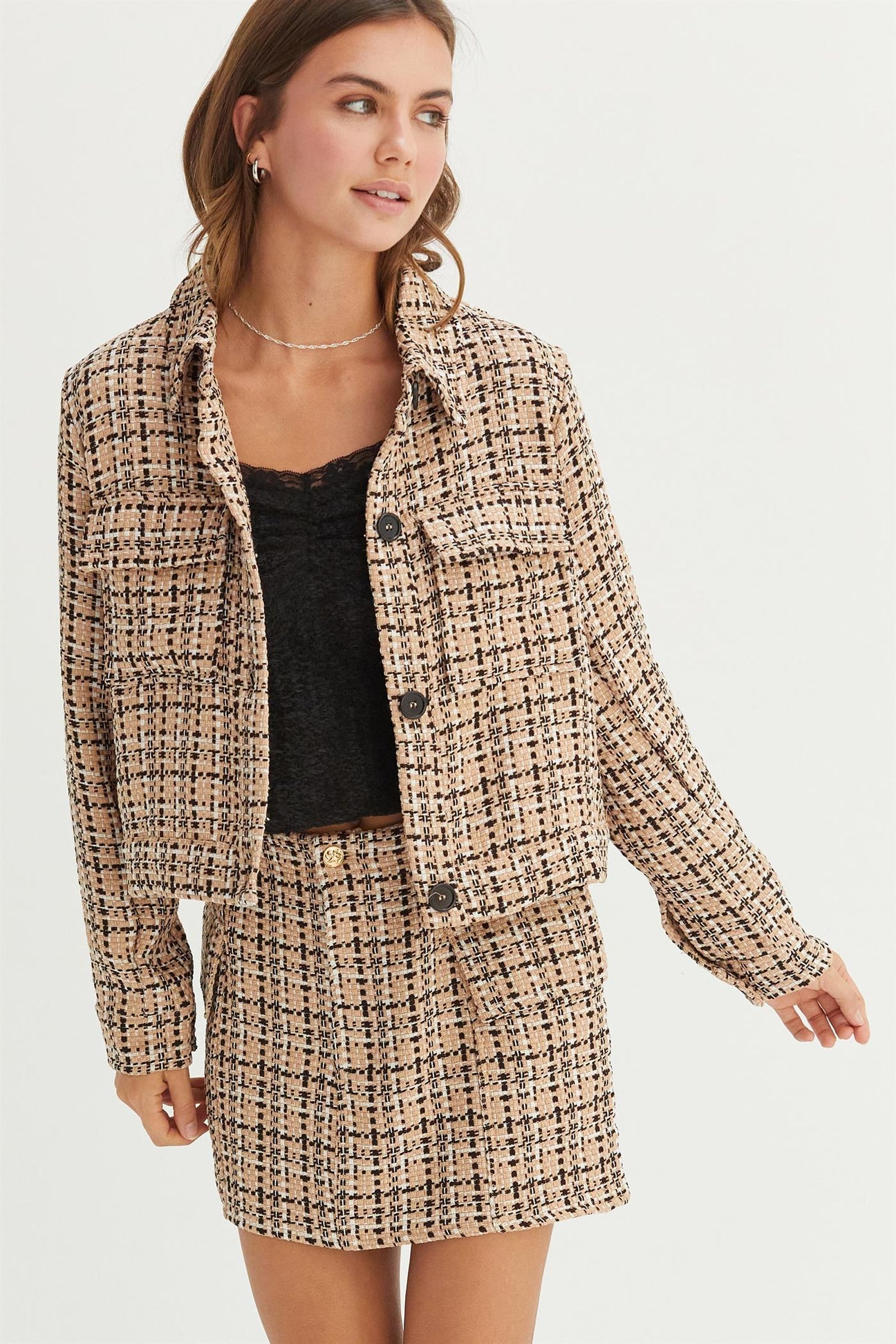 Tweed Button Up Jacket