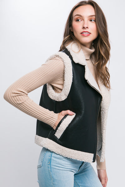Faux Leather Motto Vest