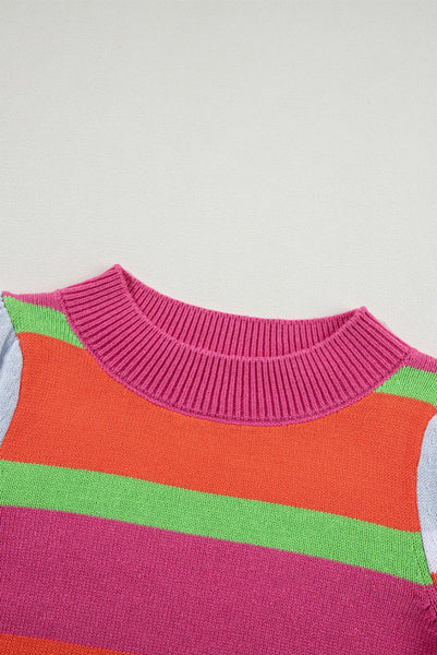 Striped Puffy Sleeve Sweater