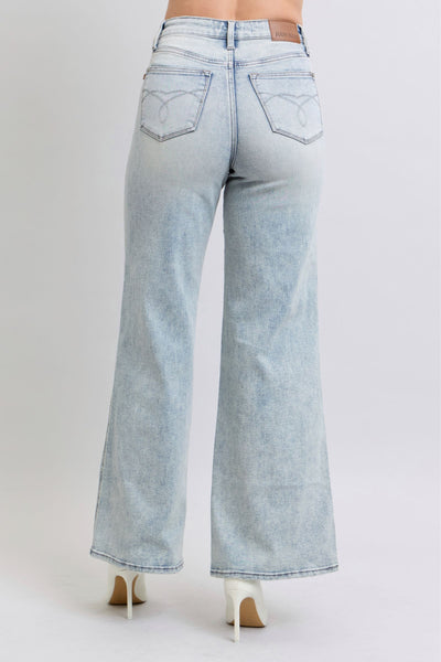 Judy Blue High Rise Tummy Control Retro Wide Leg Jeans