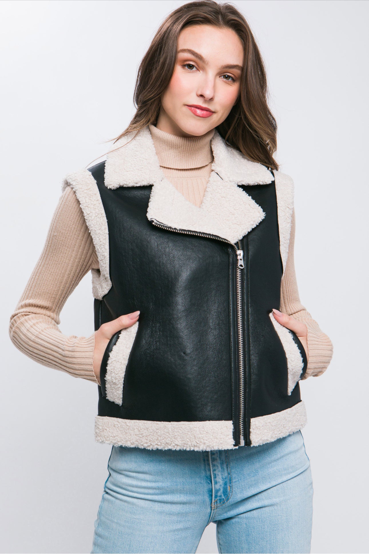 Faux Leather Motto Vest