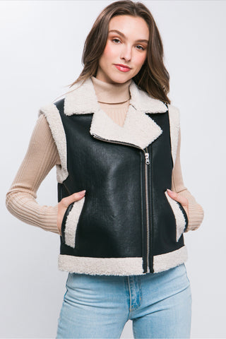 Faux Leather Motto Vest
