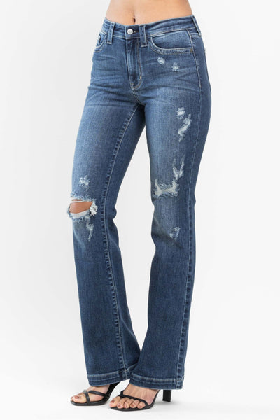 Judy Blue Mid Rise Distressed Bootcut Jeans