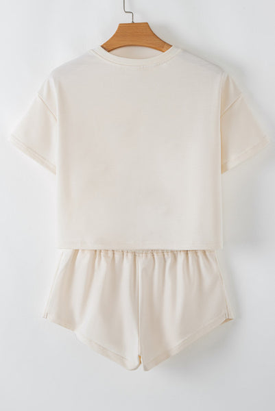 Cream Cropped 2 Piece Set