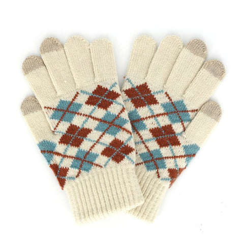 Argyle Print Gloves