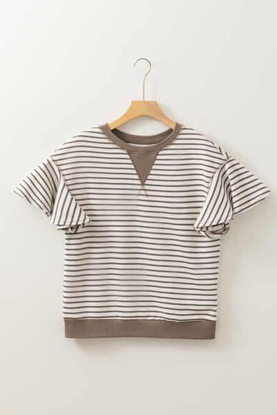 Striped Ruffle Sleeve Tee
