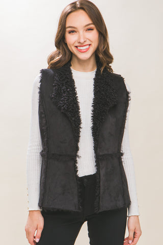 Shearling Suede Vest With Faux Fur Lining