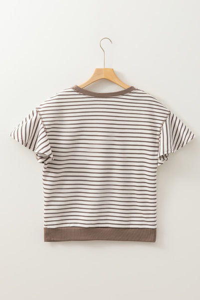 Striped Ruffle Sleeve Tee