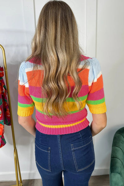 Striped Puffy Sleeve Sweater