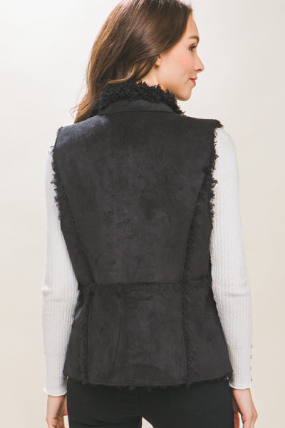 Shearling Suede Vest With Faux Fur Lining