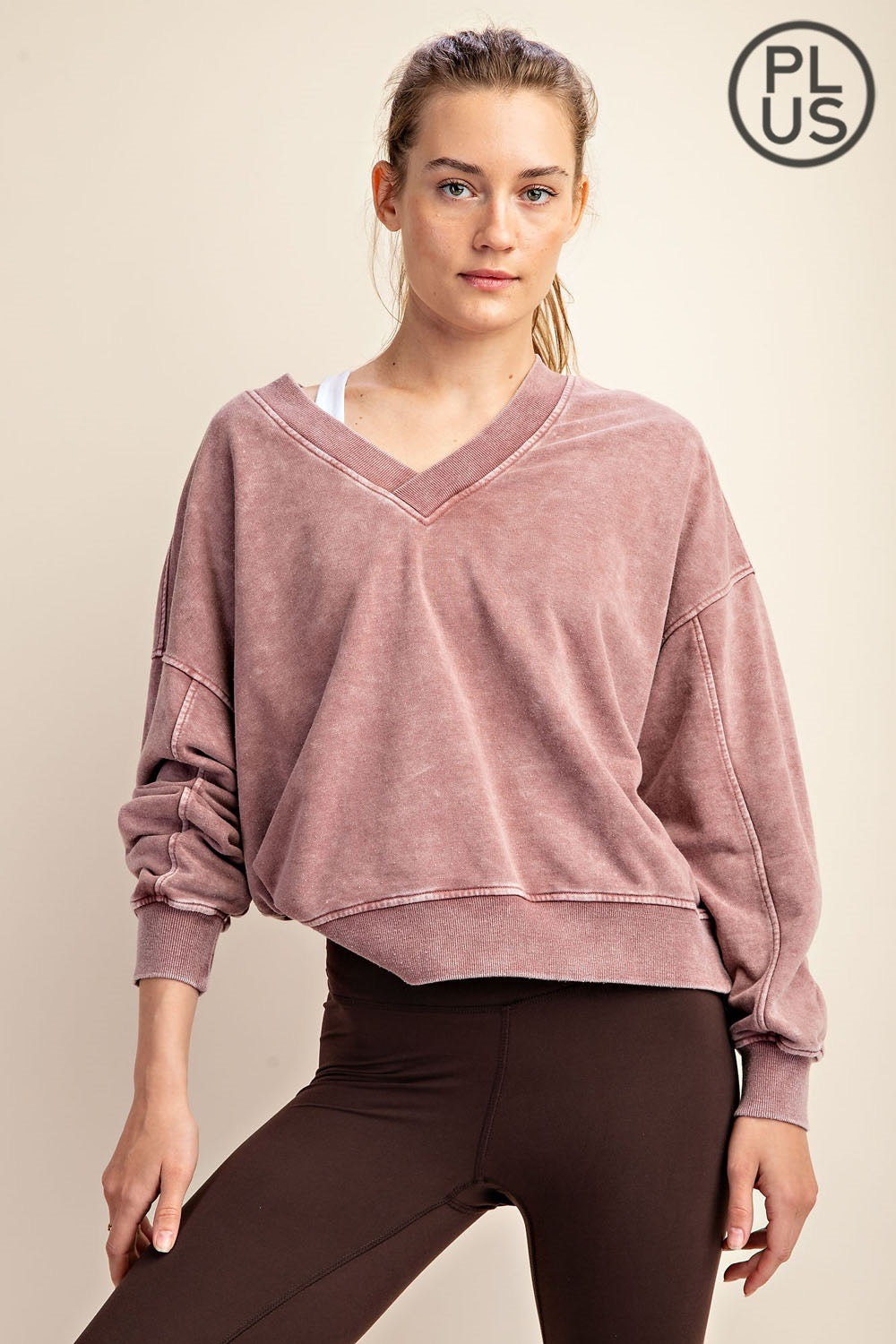 French Terry V Neck Sweatshirt