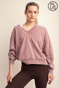 French Terry V Neck Sweatshirt