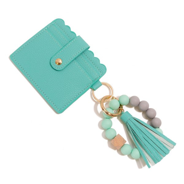 Beaded Bracelet Key Ring With Wallet and Tassel
