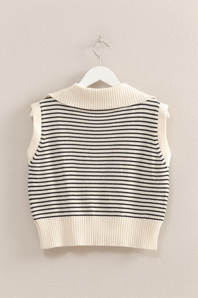 Striped Collared Sweater Vest