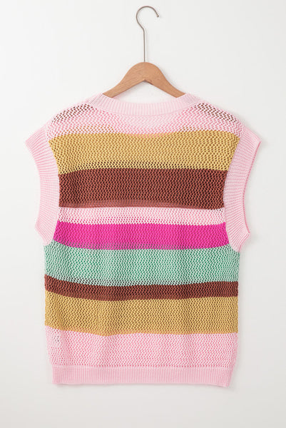 Open Weave Cap Sleeve Sweater