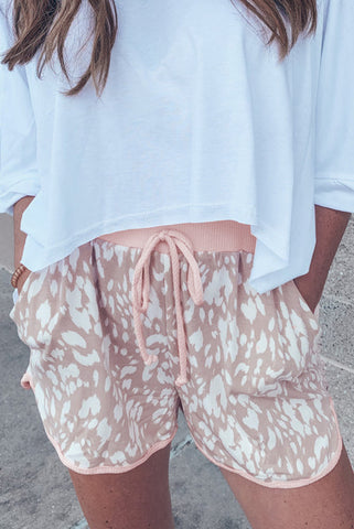 Blush Leopard Knit Shorts