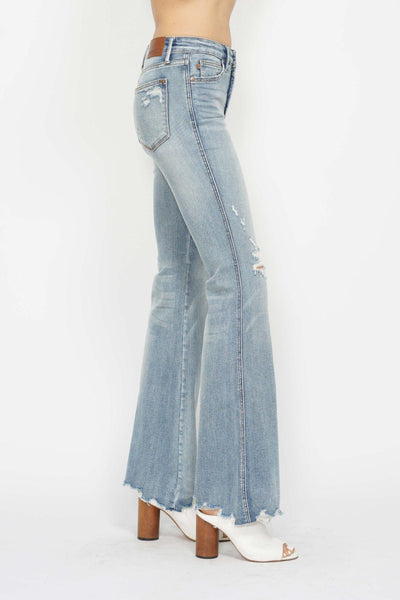 Judy Blue Mid Rise Medium Wash Tummy Control Flare Jeans
