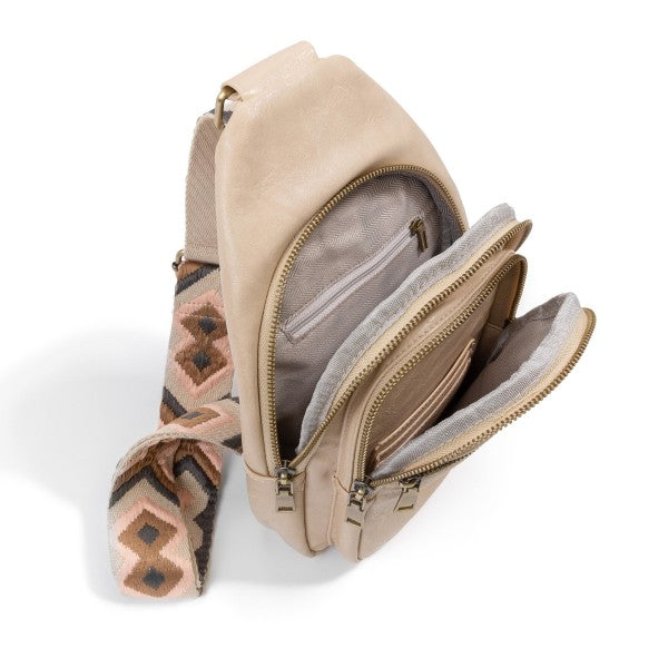 Vegan Leather Crossbody Bag With Guitar Strap