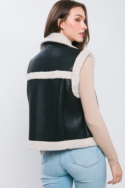 Faux Leather Motto Vest