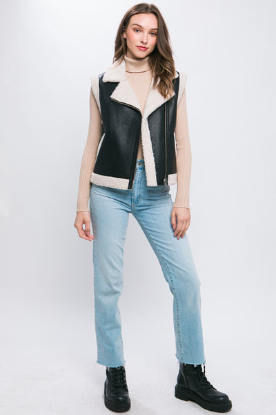 Faux Leather Motto Vest