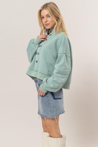 Sage French Terry Rivet Sweatshirt