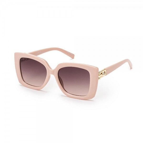Square Cat Eye Sunglasses With Gold Tone Detail