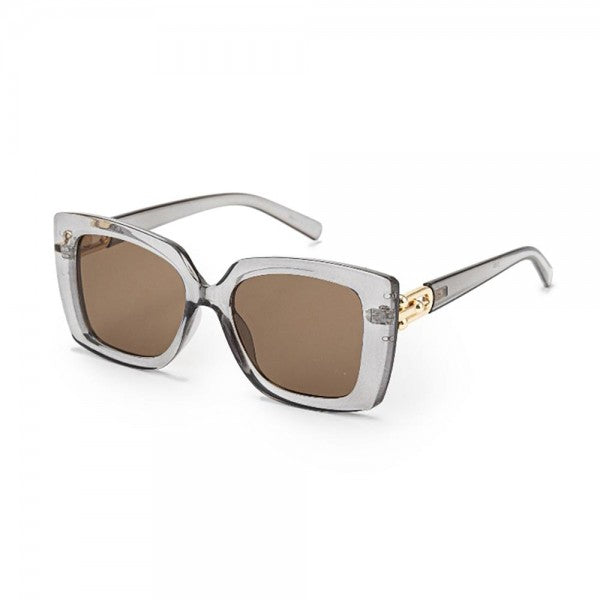 Square Cat Eye Sunglasses With Gold Tone Detail