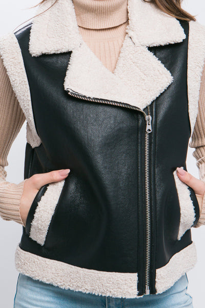 Faux Leather Motto Vest