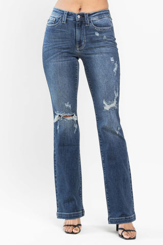 Judy Blue Mid Rise Distressed Bootcut Jeans