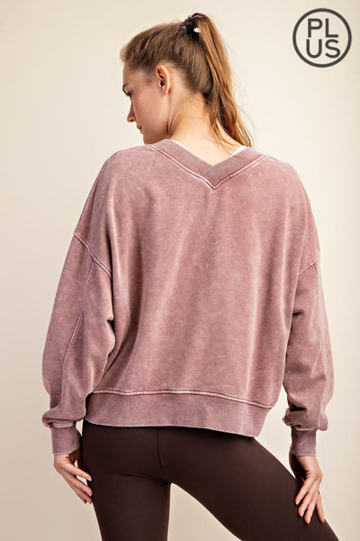 French Terry V Neck Sweatshirt