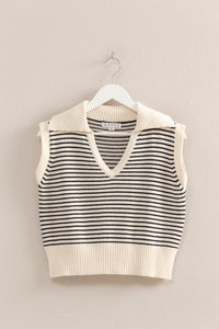 Striped Collared Sweater Vest