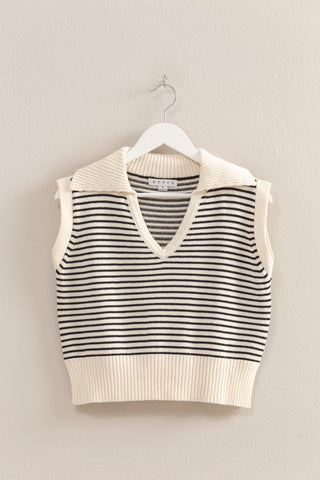 Striped Collared Sweater Vest