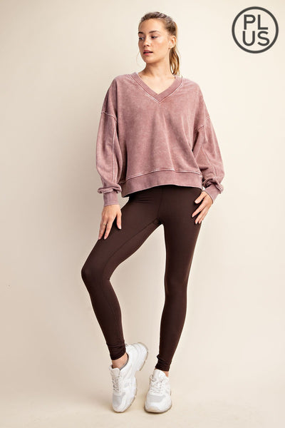 French Terry V Neck Sweatshirt
