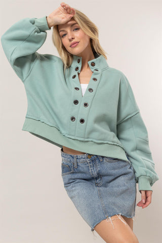 Sage French Terry Rivet Sweatshirt