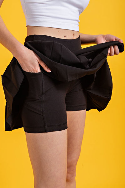 Woven Pleated Active Skort