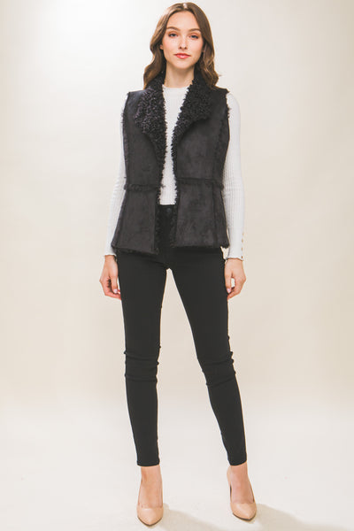 Shearling Suede Vest With Faux Fur Lining