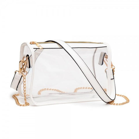 Clear Crossbody Bag With Vegan Leather Trim and Two Removable Straps